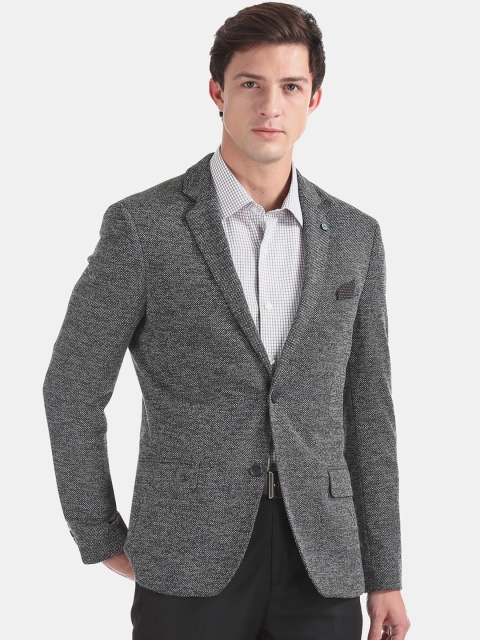 

Arrow New York Men Grey Self-Design Single-Breasted Formal Blazer