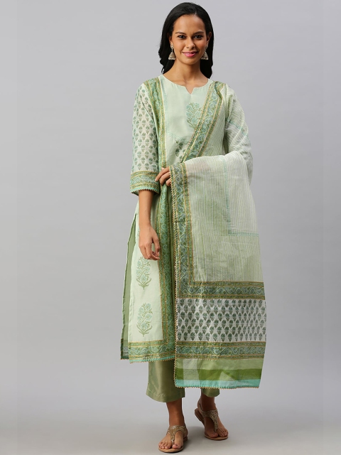 

Soch Women Green Printed Kurta with Palazzos & Dupatta