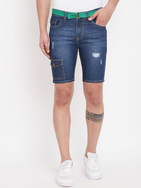 

Canary London Men Blue Washed Regular Fit Denim Shorts
