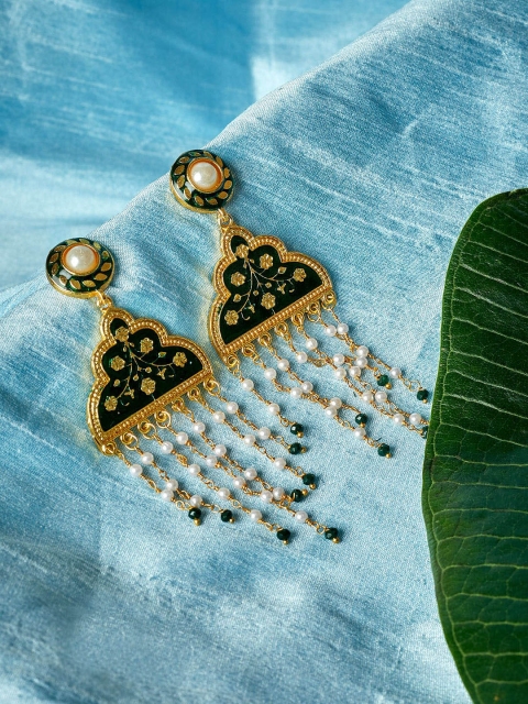 

PANASH Gold-Toned Contemporary Drop Earrings