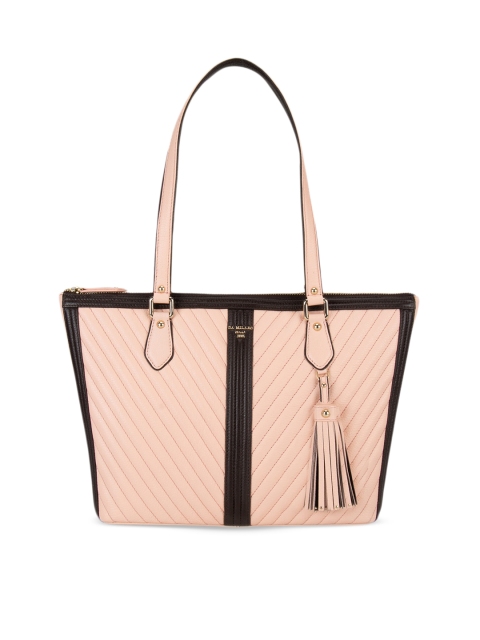 

Da Milano Peach-Coloured Textured Tote Bag