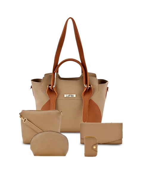 

LaFille Beige Solid Shoulder Bag with Pouch
