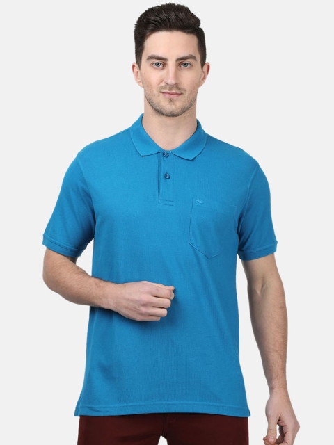 

Monte Carlo Men Blue Solid Polo Collar T-shirt