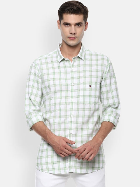 

Louis Philippe Sport Men White & Green Slim Fit Checked Casual Shirt