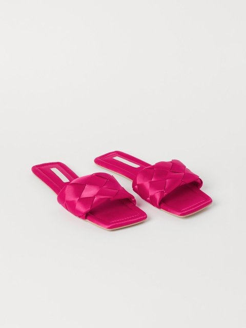 

H&M Women Pink Woven Design Satin Indoor Slides