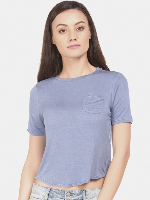 

Aeropostale Blue Solid Cropped Top
