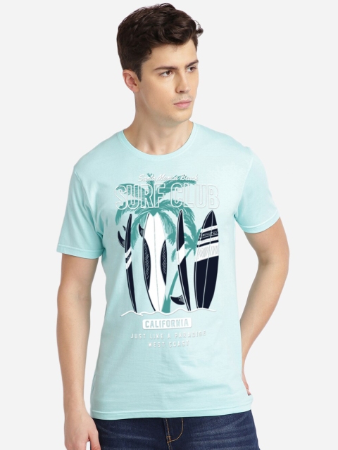 

MASH UNLIMITED Men Blue Printed Round Neck T-shirt