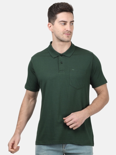 

Monte Carlo Men Green Solid Polo Collar T-shirt