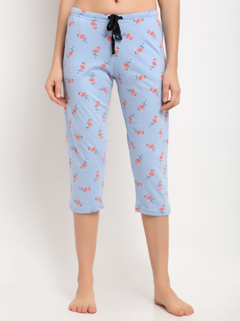 

Kanvin Women Blue & Orange Printed Pure Cotton Lounge Capris