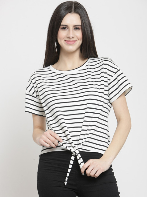 

Global Republic White & Black Striped Regular Top