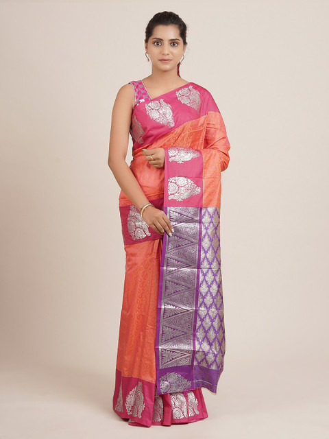 

Pothys Orange & Purple Art Silk Woven Design Saree