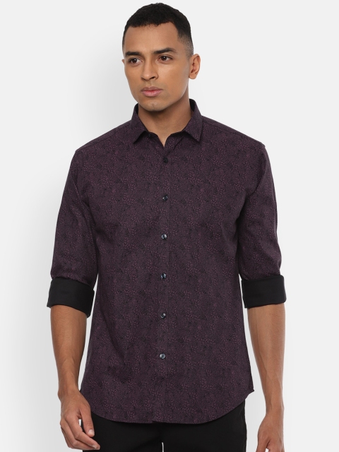 

V Dot Men Purple Slim Fit Printed Cotton Casual Shirt