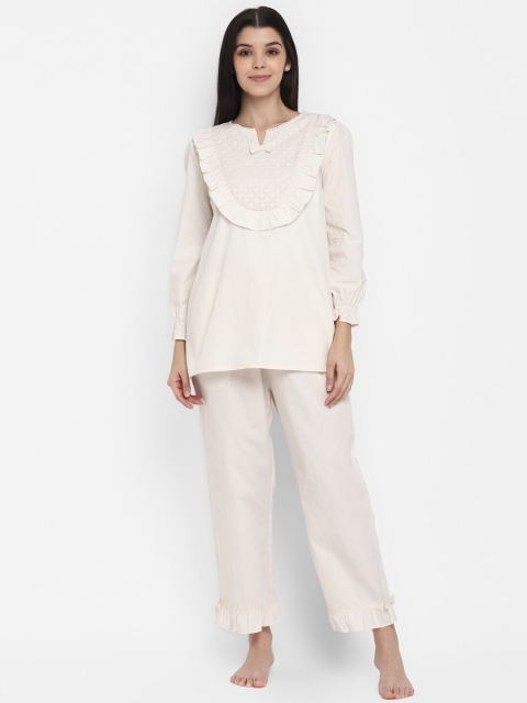 

BLANC9 Women Peach-Coloured Solid Night suit