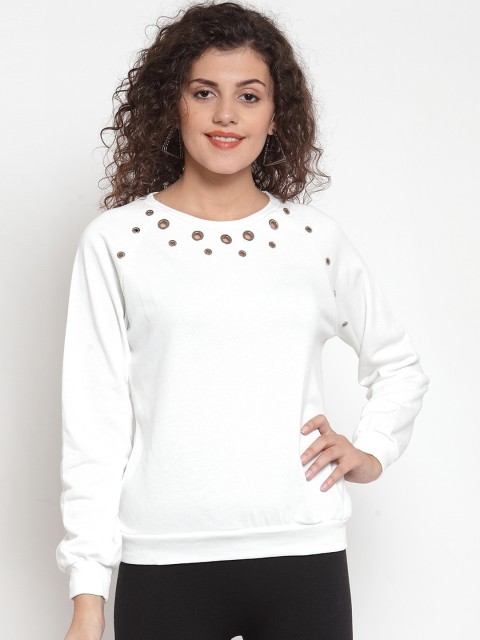 

Global Republic Women White Solid Sweatshirt