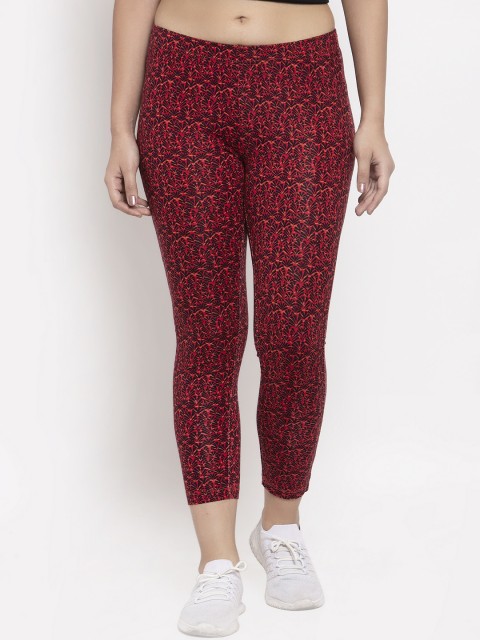 

Wolfpack Women Red & Black Printed Cotton Ankle-Length Leggings
