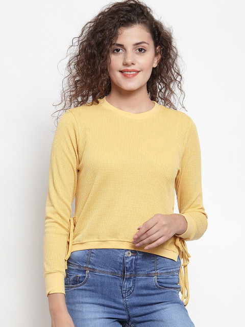 

Global Republic Women Mustard Yellow Solid Sweatshirt