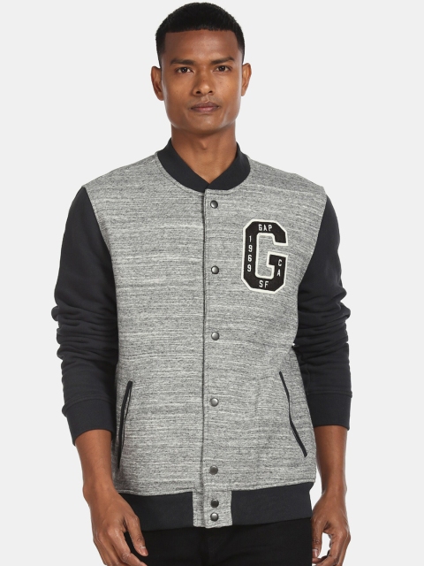 

GAP Men Grey Black Colourblocked Bomber Jacket