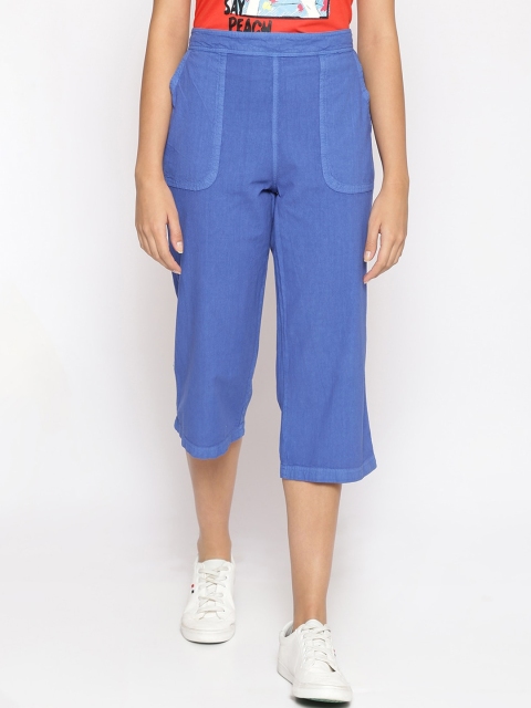 

Oxolloxo Women Blue Regular Fit Solid Culottes