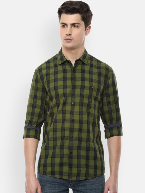 

Louis Philippe Jeans Men Green Slim Fit Checked Casual Shirt