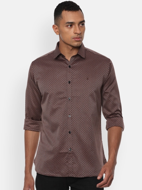 

V Dot Men Brown Slim Fit Printed Cotton Casual Shirt