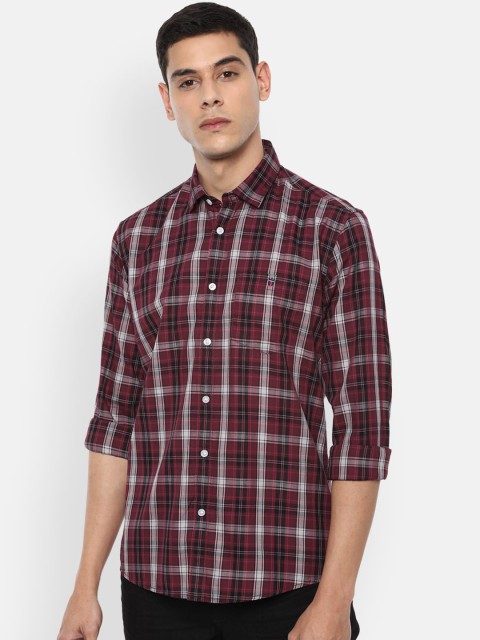 

Louis Philippe Jeans Men Maroon Slim Fit Checked Cotton Casual Shirt