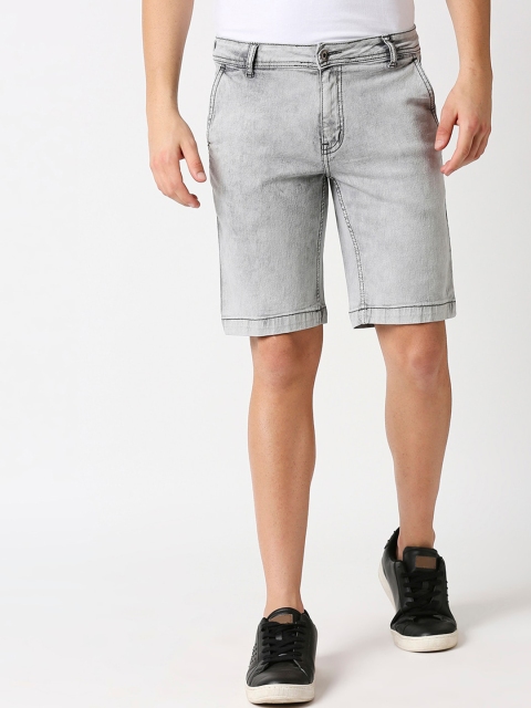 

High Star Men Grey Washed Regular Fit Denim Shorts