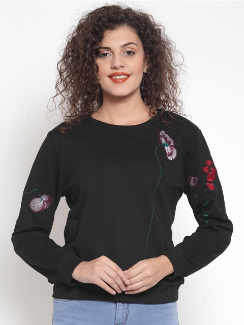 

Global Republic Women Black Embroidered Sweatshirt