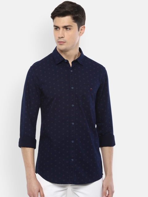 

Louis Philippe Jeans Men Navy Blue Slim Fit Printed Casual Cotton Shirt