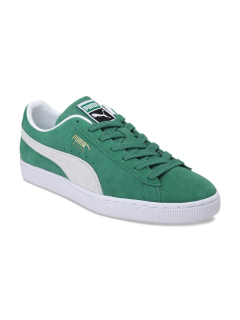 

Puma Green & White Colourblocked Suede Sneakers