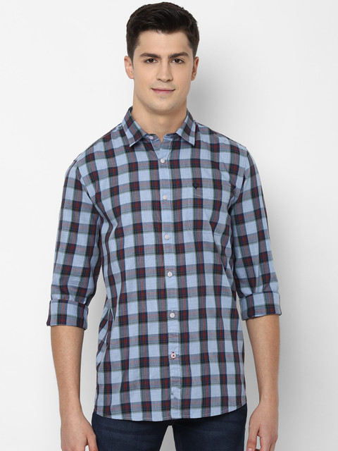 

Solly Jeans Co. Men Blue & Red Pure Cotton Regular Fit Checked Casual Shirt