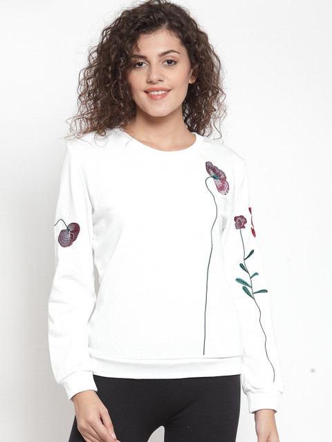 

Global Republic Women White Embroidered Sweatshirt