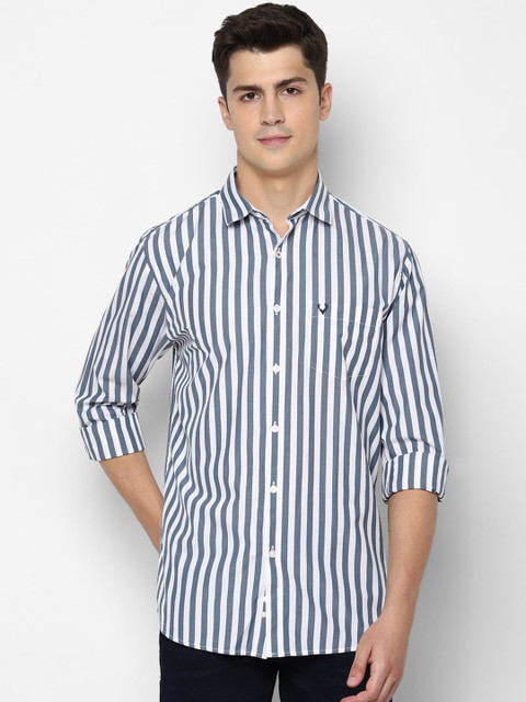 

Allen Solly Men Blue & White Slim Fit Striped Casual Shirt