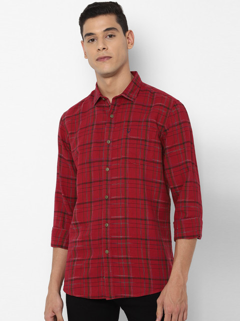 

Solly Jeans Co Men Red Grid Tattersall Checks Checked Casual Shirt