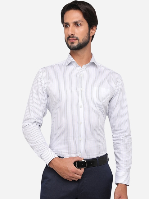 

JADE BLUE Men White Regular Fit Striped Formal Shirt