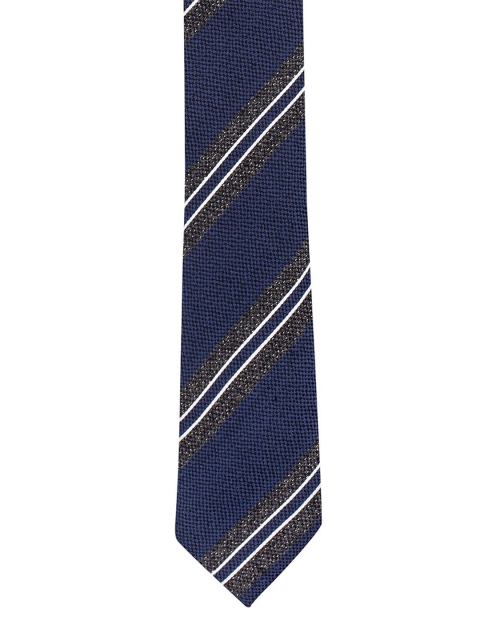 

The Tie Hub Men Navy Blue & White Striped Skinny Tie