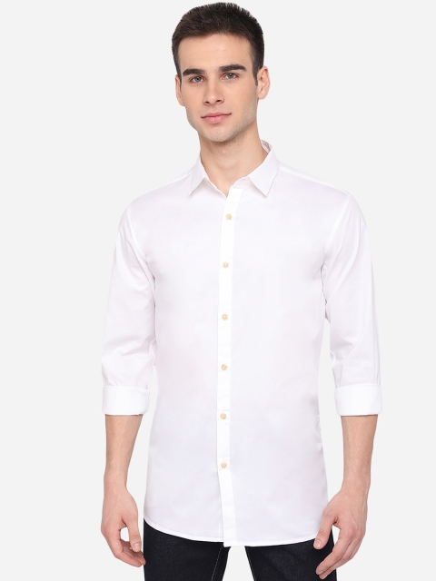 

JADE BLUE Men White Slim Fit Cotton Casual Shirt