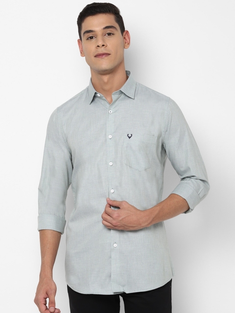 

Allen Solly Men Green Cotton Self Design Slim Fit Casual Shirt