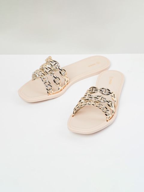 

max Women Beige Open Toe Flats
