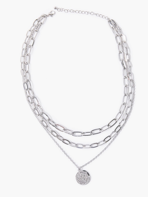 FOREVER 21 Silver-Toned Metal Coin Pendant Layered Necklace