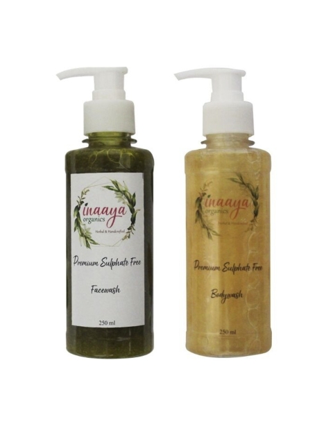 

Inaaya Organics Set of Blush Brown Organic Face Wash & Bubbly Blue Body Wash, Multi