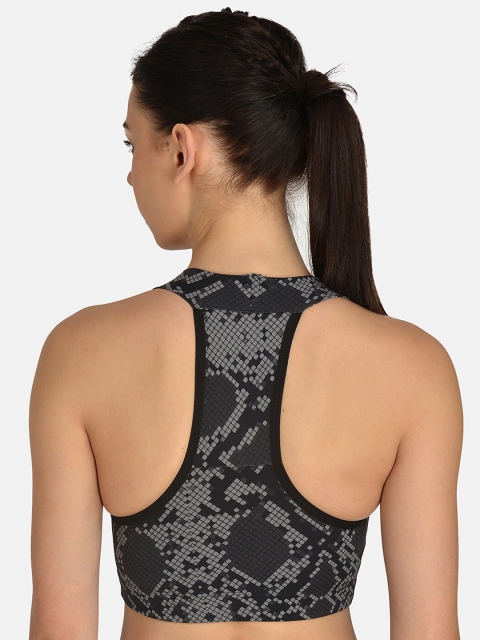 

mod & shy Grey & Black Geometric Workout Bra Full Coverage