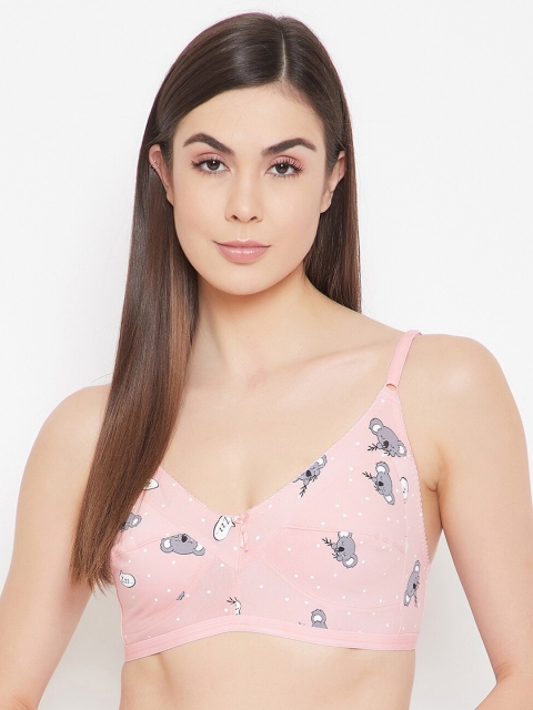 

Clovia Peach & Grey Graphic Everyday Bra Full Coverage