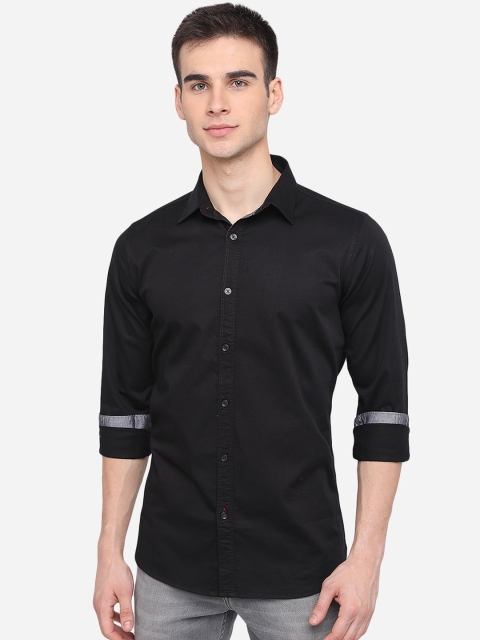 

JADE BLUE Men Black Slim Fit Casual Shirt