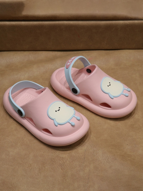 

FEETWELL SHOES Unisex Kids Pink & Blue Applique Detail Croslite Clogs