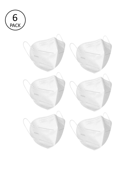 

OOMPH Unisex Pack of 6 White Solid Anti-Pollution Reusable 5-Layer KN95 Protective Outdoor Mask