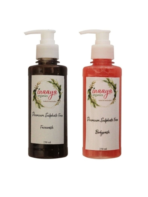 

Inaaya Organics Set of Earthy Green Organic Face Wash & Sheaa Love Body Wash, Multi