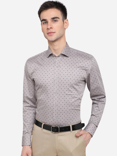 

JADE BLUE Men Grey Printed Cotton Formal Shirt