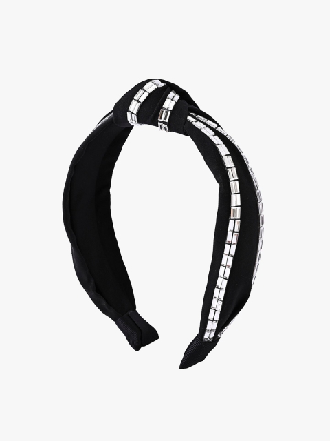 

BuckleUp Women Black & Silver-Toned Embellished Hairband