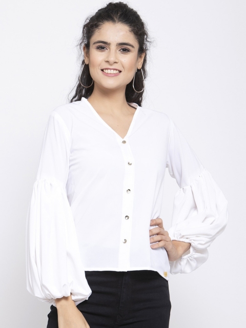 

EMBLAZE White Shirt Style Solid Top