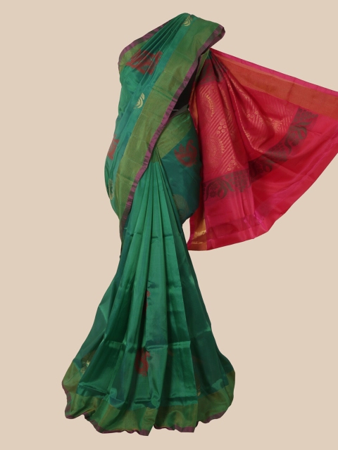 

Pothys Green & Red Ethnic Motifs Zari Pure Silk Saree